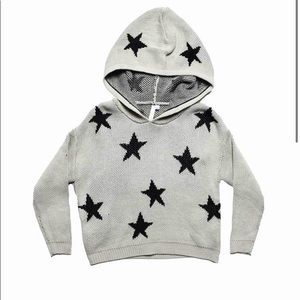 Malibu Sugar Grey Cropped Hoodie With Black Stars